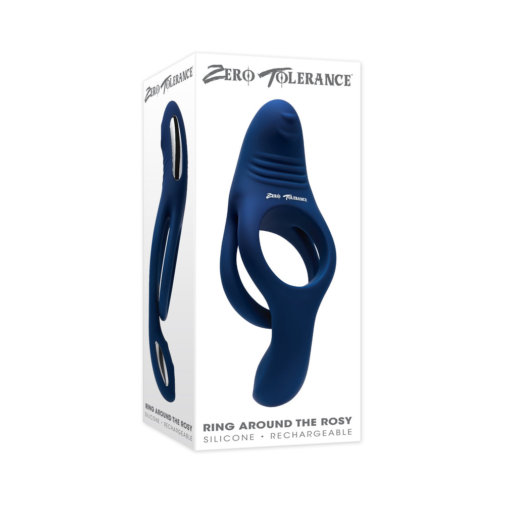 Zero Tolerance Ring Around the Rosy Rechargeable Vibrating Dual C-Ring Silicone Blue-0