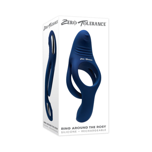 Zero Tolerance Ring Around the Rosy Rechargeable Vibrating Dual C-Ring Silicone Blue-0